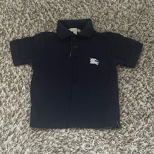 Burberry Brit Polo Top Boys Dark Blue Short Sleeves Logo Two Button Size 2